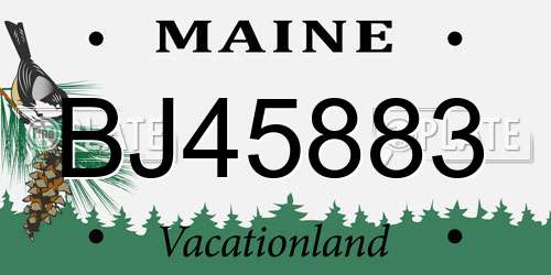 BJ45883 Maine License Plate