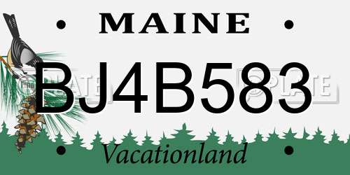BJ4B583 Maine License Plate