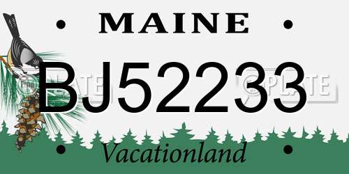 BJ52233 Maine License Plate
