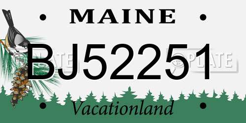 BJ52251 Maine License Plate