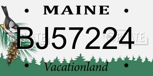 BJ57224 Maine License Plate