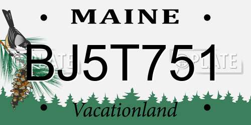 BJ5T751 Maine License Plate