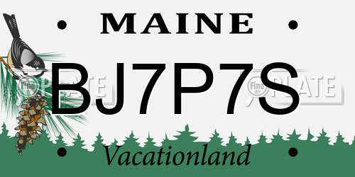 BJ7P7S Maine License Plate