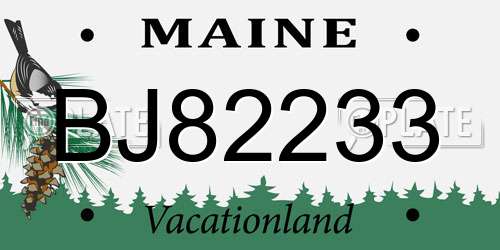BJ82233 Maine License Plate
