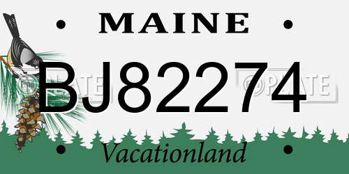 BJ82274 Maine License Plate
