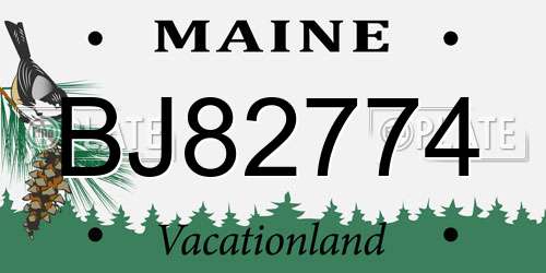 BJ82774 Maine License Plate