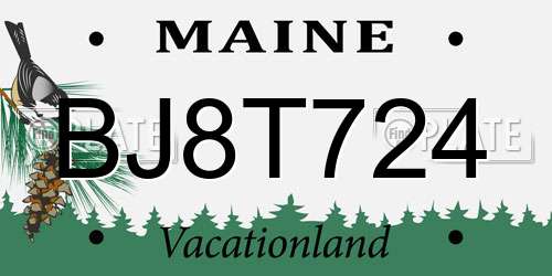BJ8T724 Maine License Plate