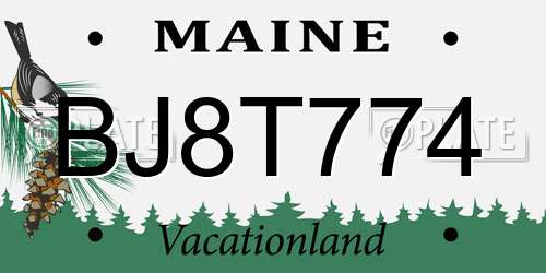 BJ8T774 Maine License Plate