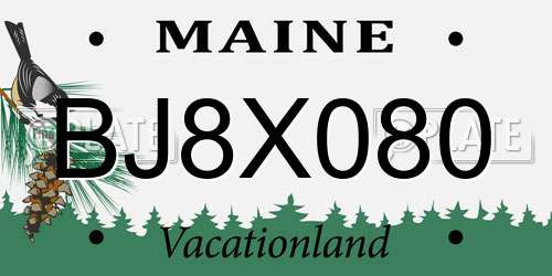 BJ8X080 Maine License Plate