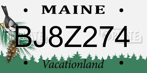 BJ8Z274 Maine License Plate