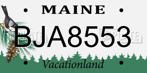 BJA8553 Maine License Plate