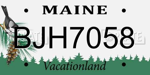 BJH7058 Maine License Plate