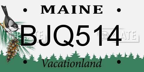 BJQ514 Maine License Plate