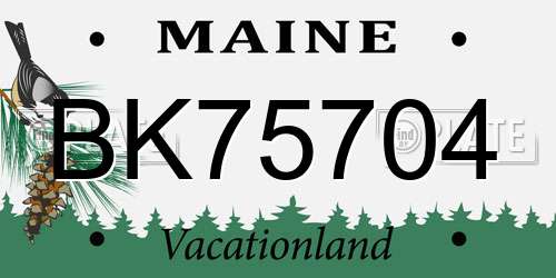 BK75704 Maine License Plate