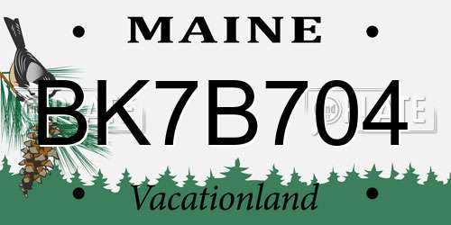 BK7B704 Maine License Plate