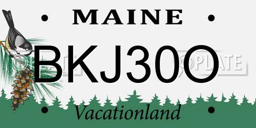 BKJ30O Maine License Plate
