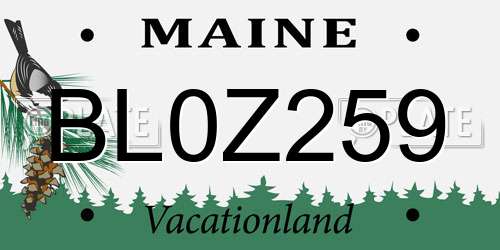 BL0Z259 Maine License Plate