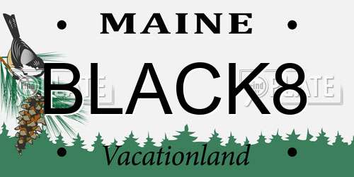 BLACK8 Maine License Plate