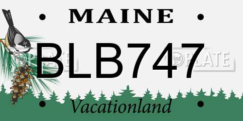 BLB747 Maine License Plate