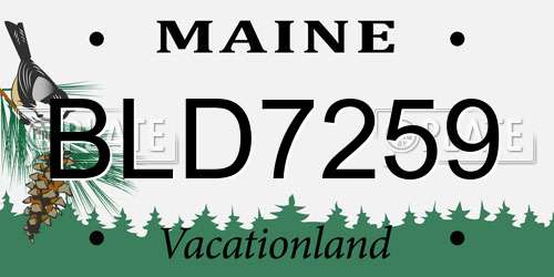 BLD7259 Maine License Plate