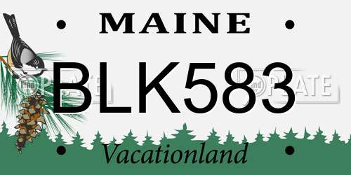 BLK583 Maine License Plate