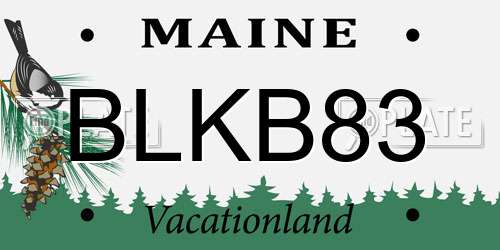 BLKB83 Maine License Plate