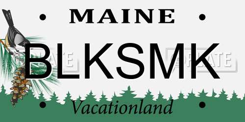 BLKSMK Maine License Plate