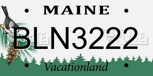 BLN3222 Maine License Plate