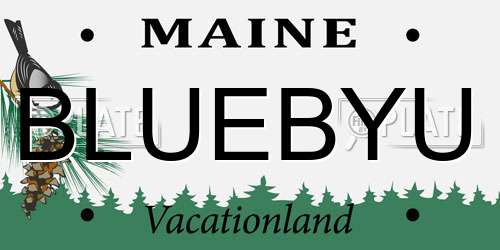 BLUEBYU Maine License Plate