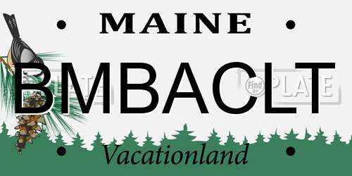 BMBACLT Maine License Plate