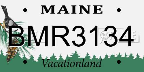 BMR3134 Maine License Plate