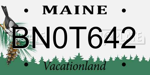 BN0T642 Maine License Plate