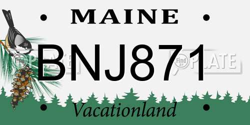 BNJ871 Maine License Plate