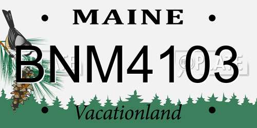 BNM4103 Maine License Plate