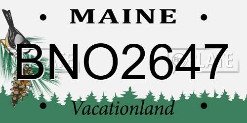 BNO2647 Maine License Plate