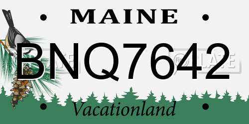 BNQ7642 Maine License Plate