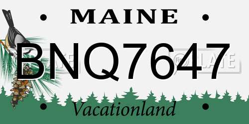 BNQ7647 Maine License Plate