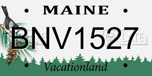 BNV1527 Maine License Plate