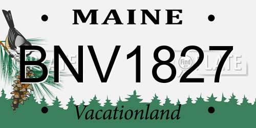 BNV1827 Maine License Plate