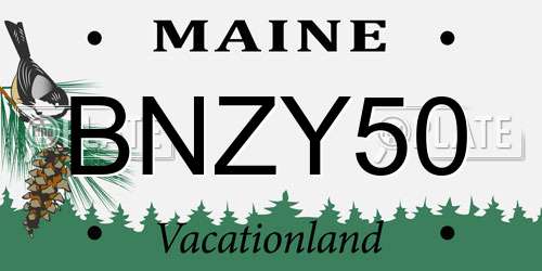 BNZY50 Maine License Plate