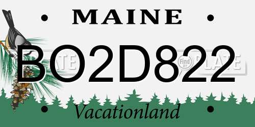 BO2D822 Maine License Plate
