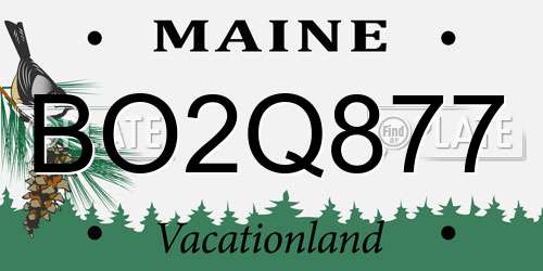 BO2Q877 Maine License Plate