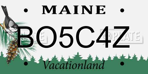 BO5C4Z Maine License Plate