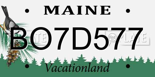BO7D577 Maine License Plate