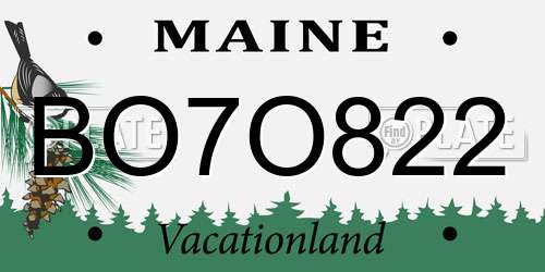 BO7O822 Maine License Plate