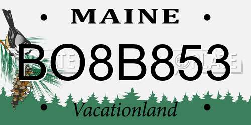 BO8B853 Maine License Plate