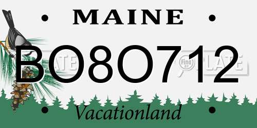 BO8O712 Maine License Plate
