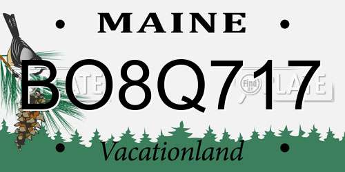 BO8Q717 Maine License Plate