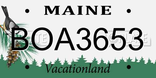 BOA3653 Maine License Plate