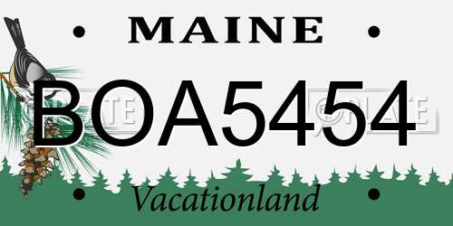 BOA5454 Maine License Plate